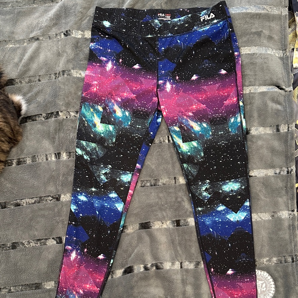 🏃🏻‍♀️💨 Fila Womens Cosmic Print Workout Leggings - Pink, Blue, Black XL